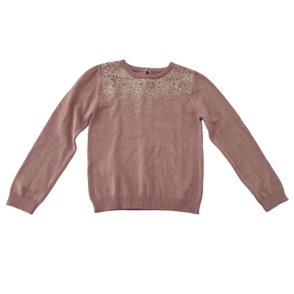 (NWT) Primark Pink Sweater w/ Metallic Gold Threading & Sequins Detail | Girl 5T